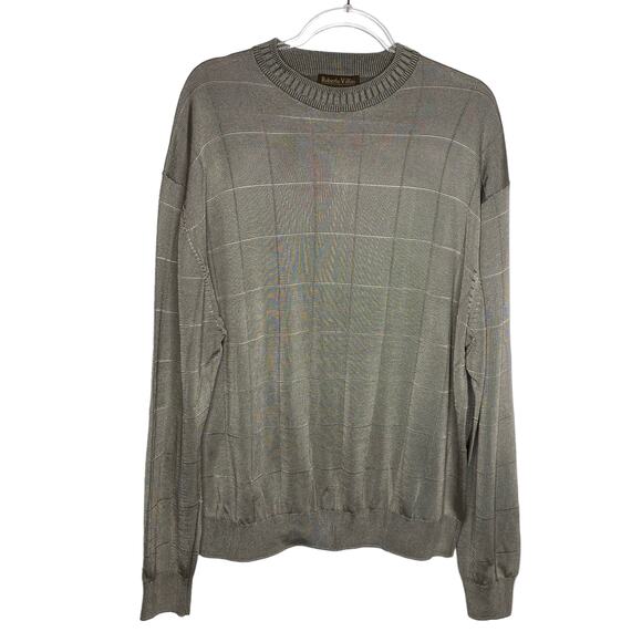 Roberto Villini Collezione Mens Size XXL Tan Windowpane Sweater Long Sleeve - Picture 1 of 8